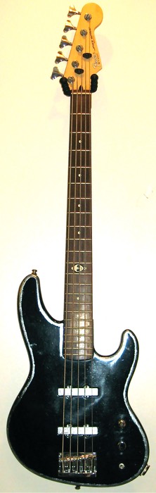 1991 Fender American Standard 5-String Jazz Bass V (Black with silver Carvin pickups)